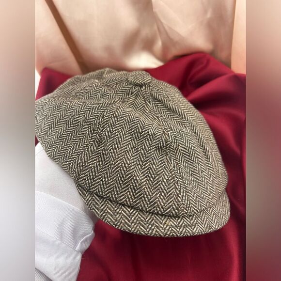 Brown Herringbone Newsboy Cap - Picture 3 of 6
